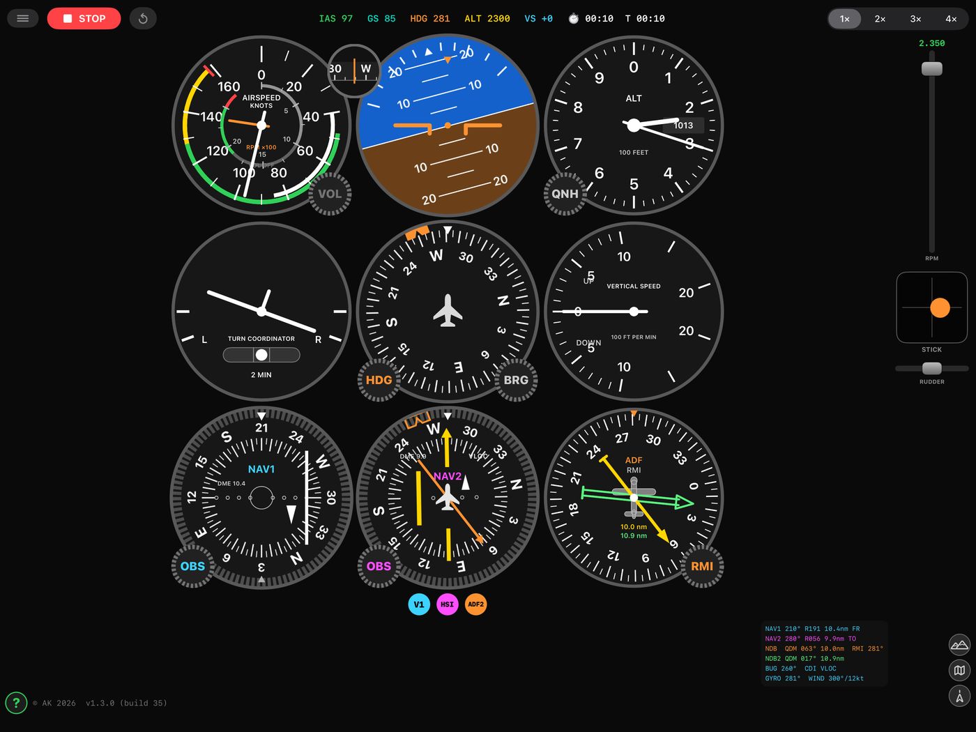 The panel alone, gauges at full size.